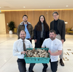 UCD Club Cafe receiving mushrooms from UCD Greenacre