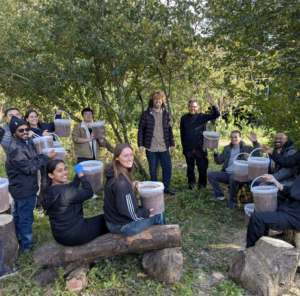 Volunteers at UCD Greenacre mushroom farm